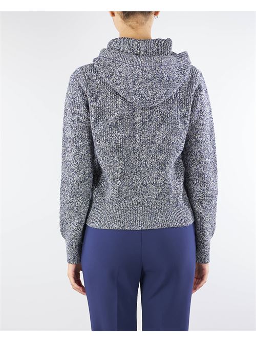 Pullover in viscosa mouliné con cappuccio e patch logo Elisabetta Franchi ELISABETTA FRANCHI | Maglia | MK83S46E2CN3